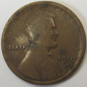 1910 S Lincoln Wheat Cent - semi-key date San Francisco mintmark penny
