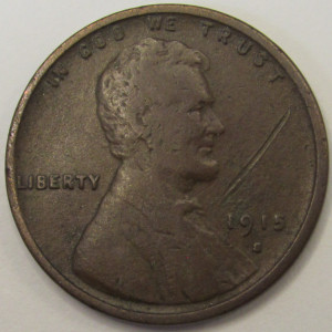 1915 S Lincoln Wheat Cent - antique San Francisco mintmark penny with low mintage