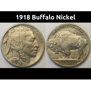 1918 Buffalo Nickel - antique American Indian high grade coin