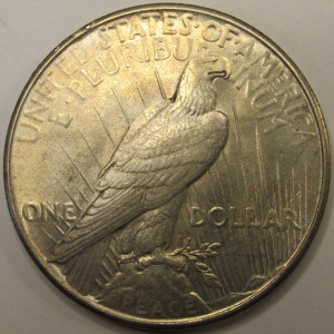 1935 Peace Dollar - antique uncirculated final year of issue silver dollar