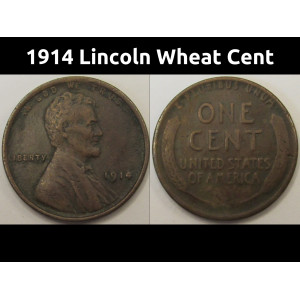 1914 Lincoln Wheat Cent - antique well detailed American wheat penny