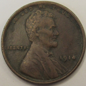 1914 Lincoln Wheat Cent - antique well detailed American wheat penny
