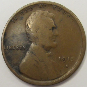 1915 S Lincoln Wheat Cent - antique San Francisco mintmark penny