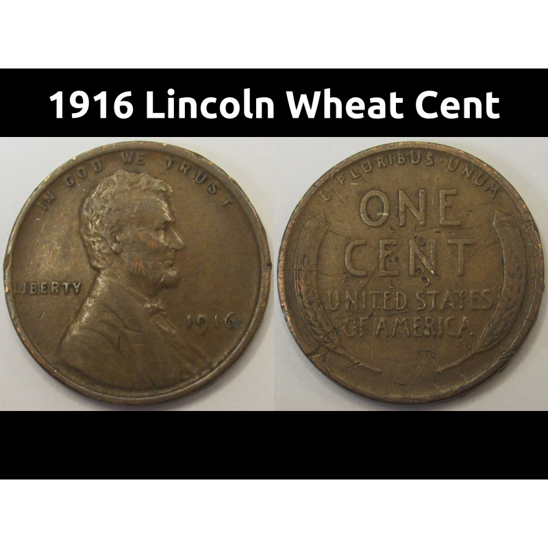 1916 Lincoln Wheat Cent - antique better condition American wheat penny