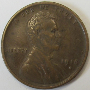 1918 D Lincoln Wheat Cent - antique Denver mintmark wheat penny