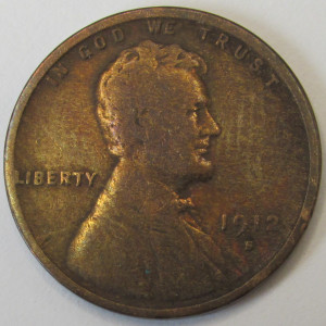 1912 S Lincoln Wheat Cent - semi-key date American wheat penny