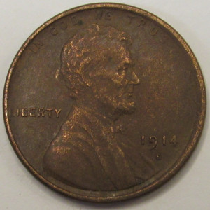 1914 S Lincoln Wheat Cent - antique semi-key date American wheat penny coin