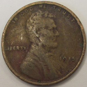 1915 Lincoln Wheat Cent - antique Denver mintmark wheat penny