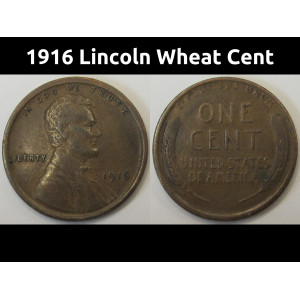 1916 Lincoln Wheat Cent - antique American wheat penny coin