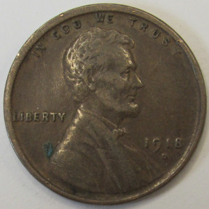 1918 D Lincoln Wheat Cent - antique Denver mintmark American wheat penny