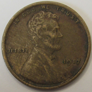 1917 Lincoln Wheat Cent - antique early date American wheat penny