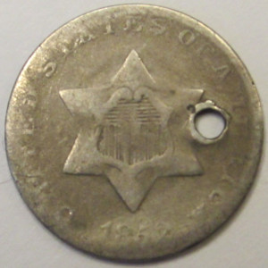 1852 Silver Three Cents - antique pre Civil War tiny silver coin