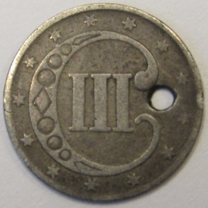 1852 Silver Three Cents - antique pre Civil War tiny silver coin