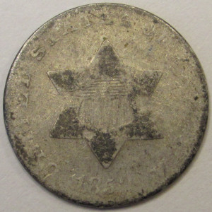 1852 Silver Three Cents - antique small pre Civil War era American silver coin