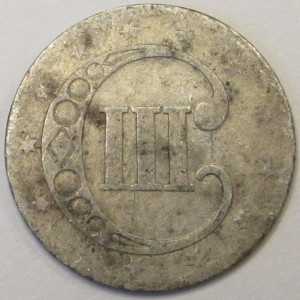 1852 Silver Three Cents - antique small pre Civil War era American silver coin