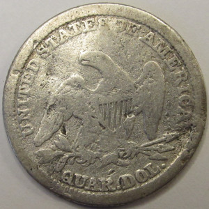 1854 Seated Liberty Quarter - antique pre Civil War American silver quarter