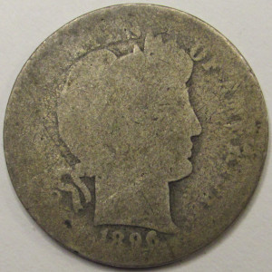 1896 Barber Dime - antique early date American silver dime