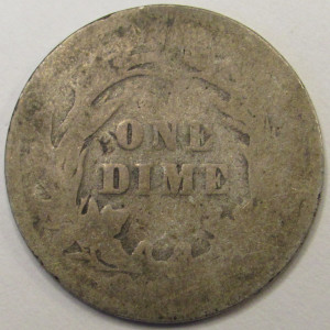 1896 Barber Dime - antique early date American silver dime