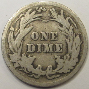 1906 Barber Dime - antique American silver dime