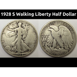 1928 S Walking Liberty Half Dollar - antique San Francisco mintmark silver coin