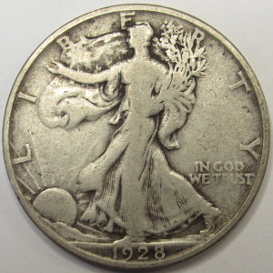 1928 S Walking Liberty Half Dollar - antique San Francisco mintmark silver coin