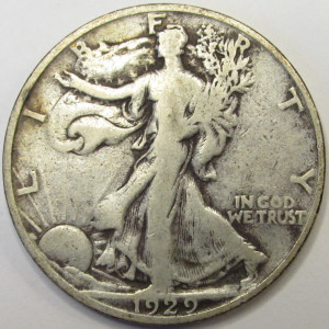 1929 S Walking Liberty Half Dollar - antique San Francisco mintmark silver coin