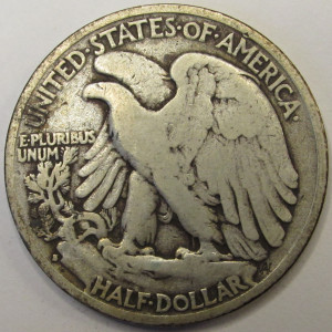 1929 S Walking Liberty Half Dollar - antique San Francisco mintmark silver coin