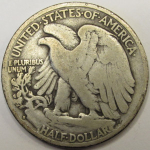 1933 S Walking Liberty Half Dollar - antique Great Depression era silver coin