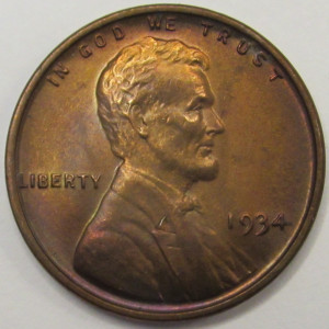 1934 Lincoln Wheat Cent - antique uncirculated American wheat penny