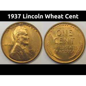 1937 Lincoln Wheat Cent - antique high grade uncirculated wheat penny