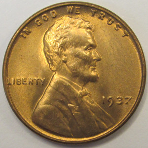 1937 Lincoln Wheat Cent - antique high grade uncirculated wheat penny