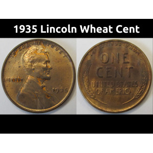 1935 Lincoln Wheat Cent - antique uncirculated American wheat penny