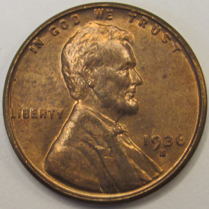 1936 S Lincoln Wheat Cent - antique San Francisco mintmark American penny