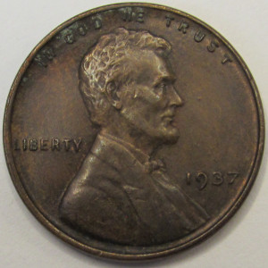 1937 Lincoln Wheat Cent - antique Great Depression era American wheat penny