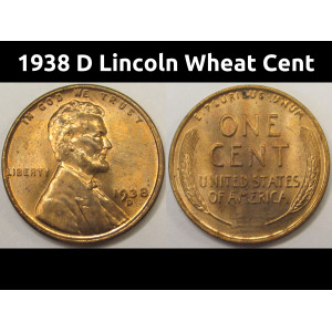 1938 D Lincoln Wheat Cent - antique Denver mintmark uncirculated penny