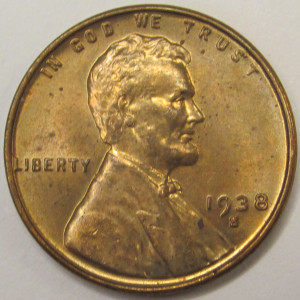 1938 S Lincoln Wheat Cent - antique San Francisco mintmark wheat penny