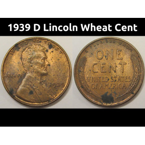 1939 D Lincoln Wheat Cent - antique Denver mintmark uncirculated penny