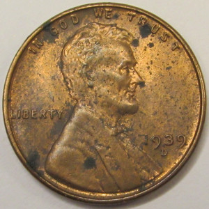 1939 D Lincoln Wheat Cent - antique Denver mintmark uncirculated penny
