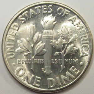 1946 D Roosevelt Dime - antique uncirculated Denver mintmark silver coin