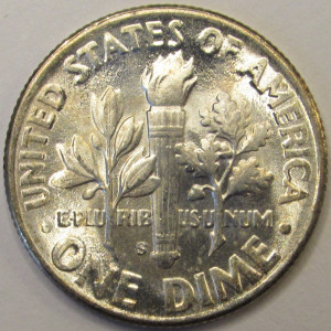 1946 S Roosevelt Dime - antique San Francisco mintmark toned silver dime