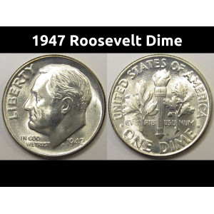 1947 Roosevelt Dime - antique second year of issue silver American dime