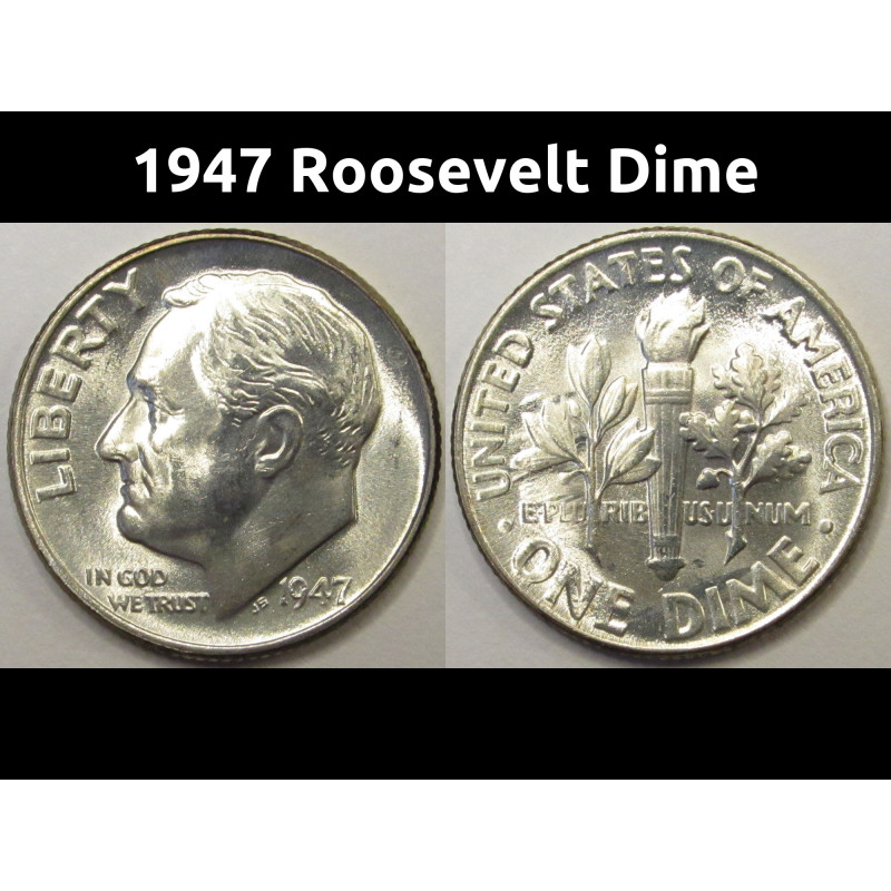 1947 Roosevelt Dime - antique second year of issue silver American dime
