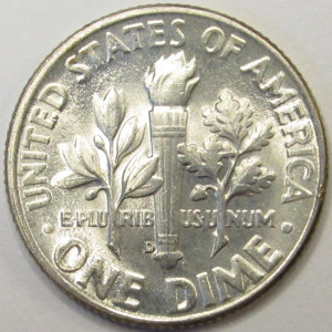 1947 D Roosevelt Dime - antique Denver mintmark American silver dime