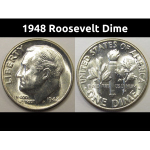 1948 Roosevelt Dime - antique high quality uncirculated silver dime