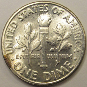 1951 D Roosevelt Dime - antique Denver mintmark silver dime