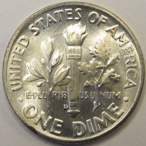 1953 D Roosevelt Dime - antique Denver mintmark American silver dime