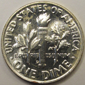 1954 D Roosevelt Dime - antique Denver mintmark silver dime