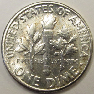 1956 Roosevelt Dime - antique American silver dime