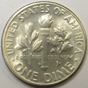1956 D Roosevelt Dime - antique Denver mintmark silver dime