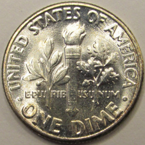 1957 Roosevelt Dime - antique silver American dime